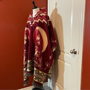 Tejidos‎ Alpaca Women’s Wool Slouchy Unbranded Wood Button Up Fringed Poncho